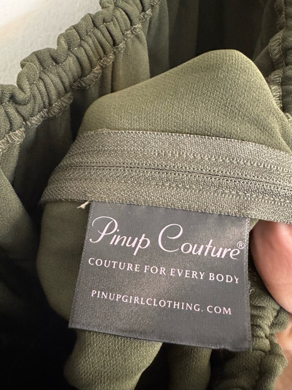 Pinup Couture Olive Green Puff-Sleeve Midi Dress - Picture 3 of 3